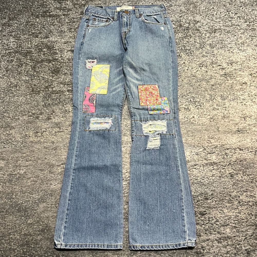 Levi's 515 Bootcut Jeans Womens 6M (30x32) Blue Patchwork‎ Hippie Y2K